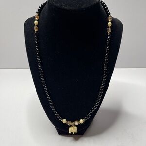 Elegant Black and Cream Beaded Necklace